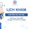 Lịch khám bệnh của bác sĩ Hà Nội từ ngày 10/12/2018 đến 16/12/2018