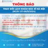 Thông báo: THAY ĐỔI LỊCH KHÁM BÁC SĨ HÀ NỘI NGÀY 07-08/9/2024