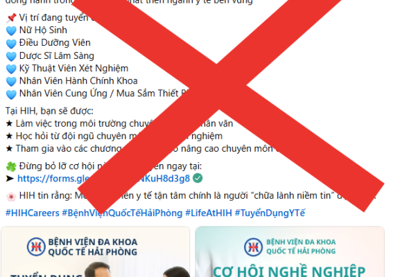 CẢNH BÁO GIẢ MẠO FANPAGE BỆNH VIỆN ĐA KHOA QUỐC TẾ HẢI PHÒNG