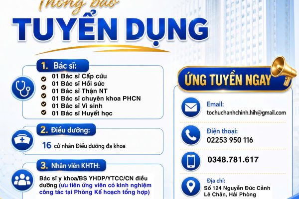 BỆNH VIỆN ĐA KHOA QUỐC TẾ HẢI PHÒNG THÔNG BÁO TUYỂN DỤNG